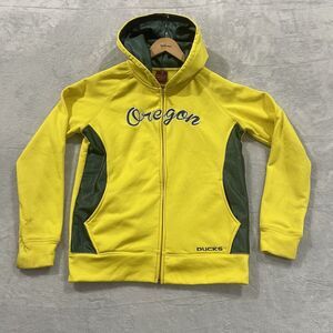 Colloseum Full Zip Hooded Jacket Men Large Yellow Green Oregon‎ DucksY2K